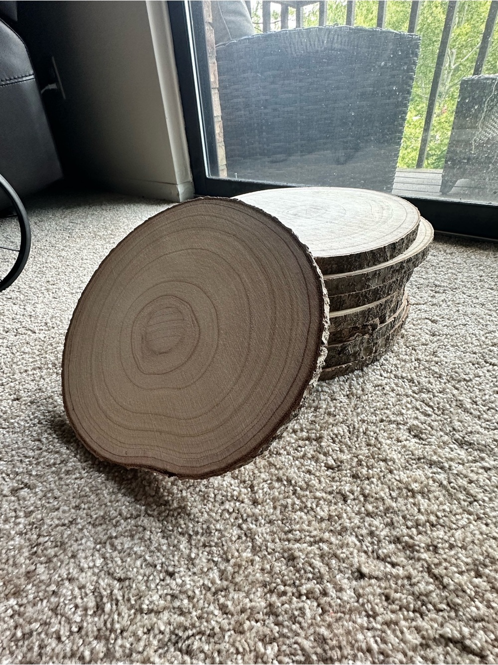 Set of 9 Rustic Wood Slices Set